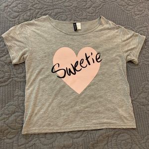 Grey Loungewear “Sweetie” Heart Cropped Tee